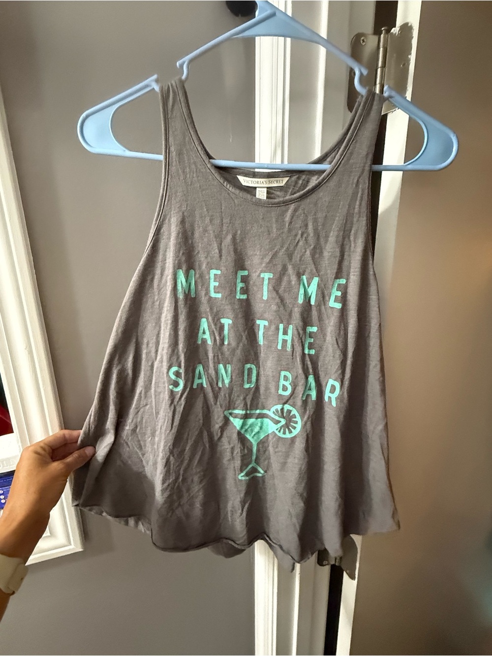 Victoria's Secret Gray Tee with Mint Accent